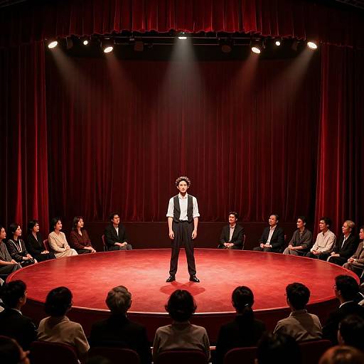 Confident Performer on Red Stage