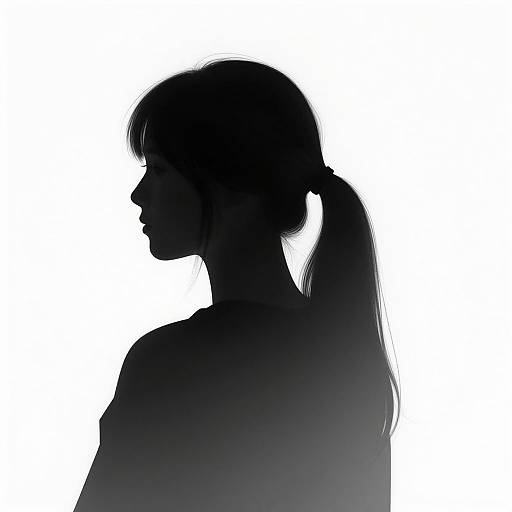 Minimalist Monochrome Ponytail Silhouette