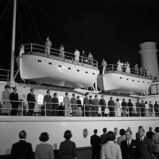 Vintage Nighttime Lifeboat Scene