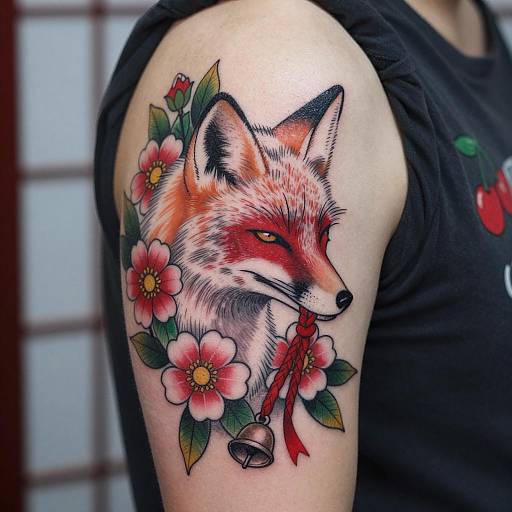 Elegant White Fox Tattoo Design