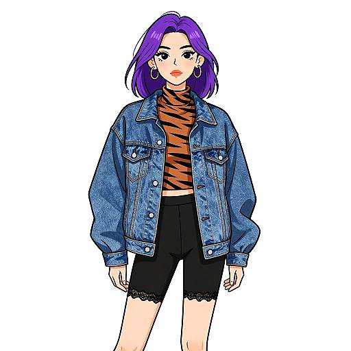 Urban Chic Woman in Tiger Stripe Outfit