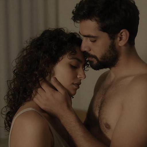 Intimate Close-Up of a Serene Couple