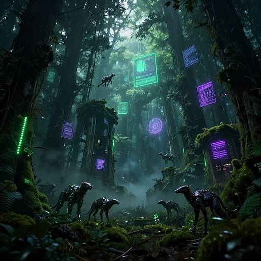 Forestpunk Cybernetic Canopy Scene