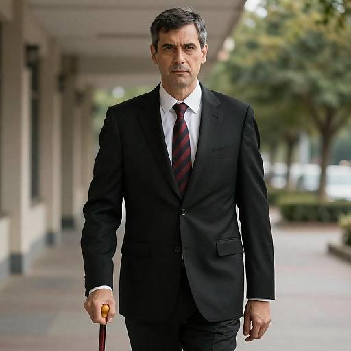 Serious Man in Black Suit Portrait