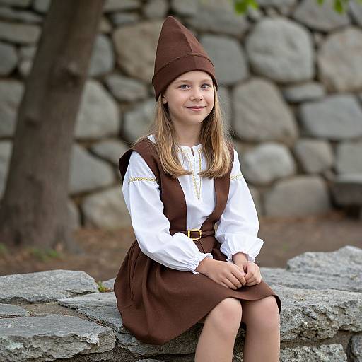 Girl in Pilgrim Costume on Wall