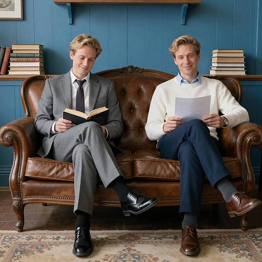 Vintage Couch Moments: Two Men Relaxing