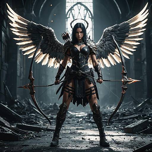 Necrotic Angel Archer in Apocalyptic Ruins
