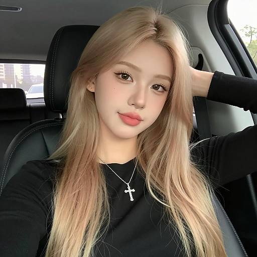 Confident Young Woman in Car Portrait