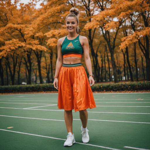Fit Woman in Cheerleader Outfit on Court