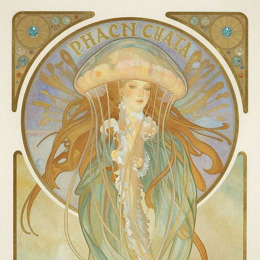 Ethereal Jellyfish Spirit in Art Nouveau Style