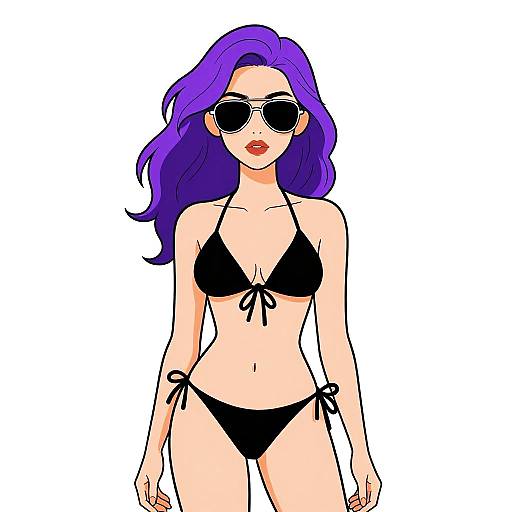Woman in Black Bikini with Aviator Sunglasses