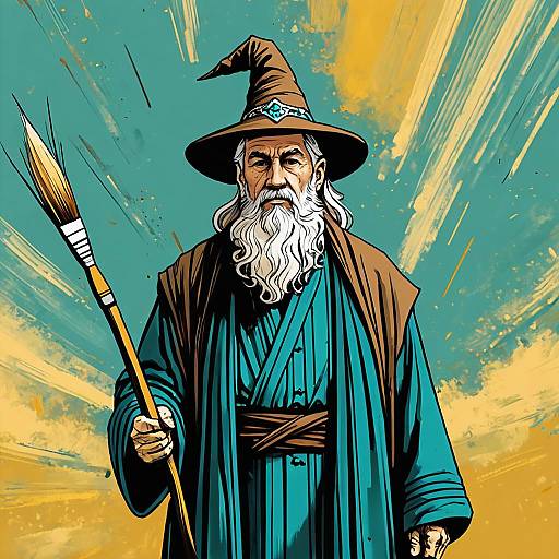 Elderly Wizard in Enchanted Forest