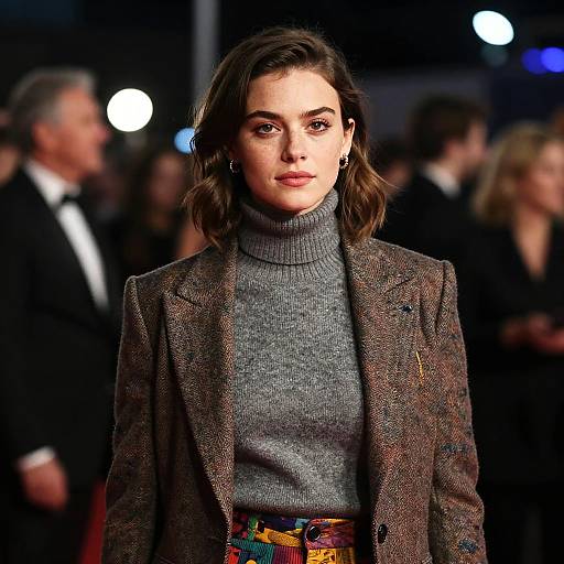 Woman in Turtleneck Sweater at Movie Premiere