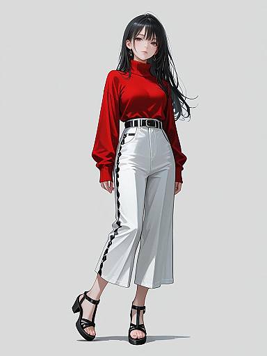 Contemporary Chic Woman in Color-Blocked Fashion