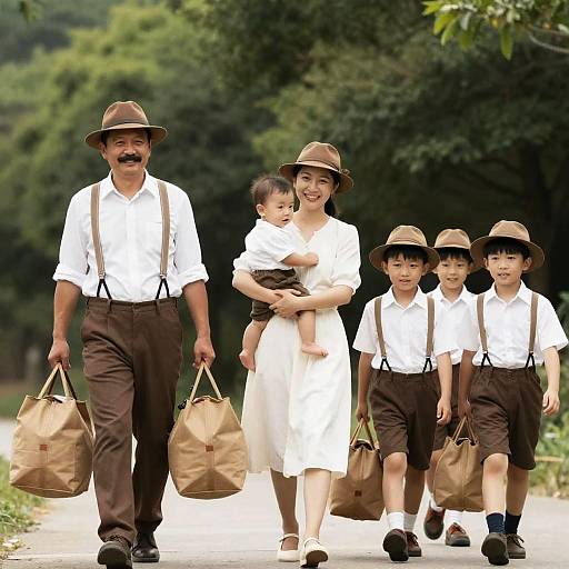 Family Outing in a Green Forest