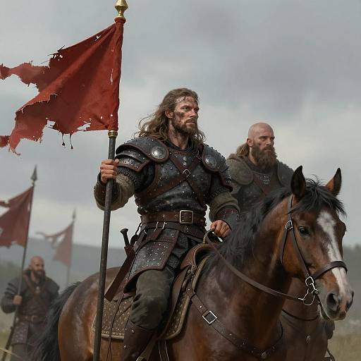 Viking Warriors on Horseback Illustration