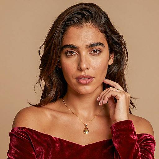 Portrait of Woman in Red Velvet Top