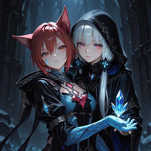 Illustration of Crystal exarch, final fantasy in the style of Kawakami rokkaku