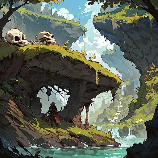 Mystical Forest Ruins with Nature Elements