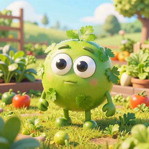 Lively Parsley Character in Italian Garden