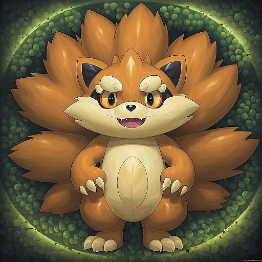 Illustration of Growlithe, pokemon in the style of Bellhenge