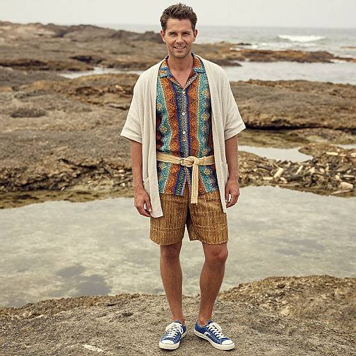 Man Relaxing on Vibrant Coastline