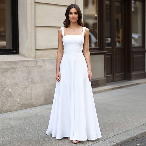 Woman in White Dress Costume