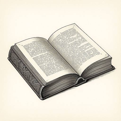 Elegant Antique Book Line Art