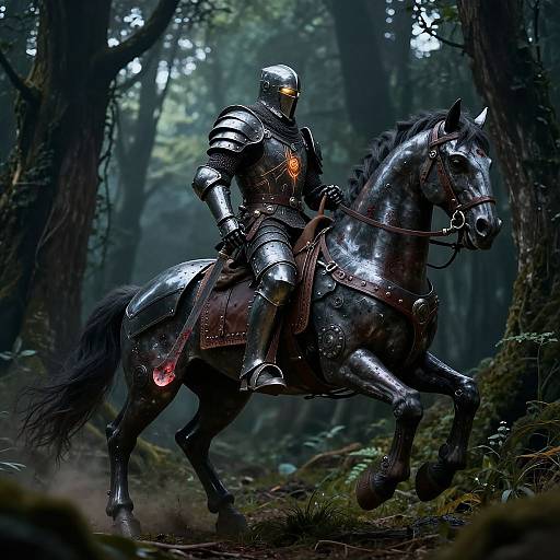 Medieval Cyborg Warrior on Robotic Horse