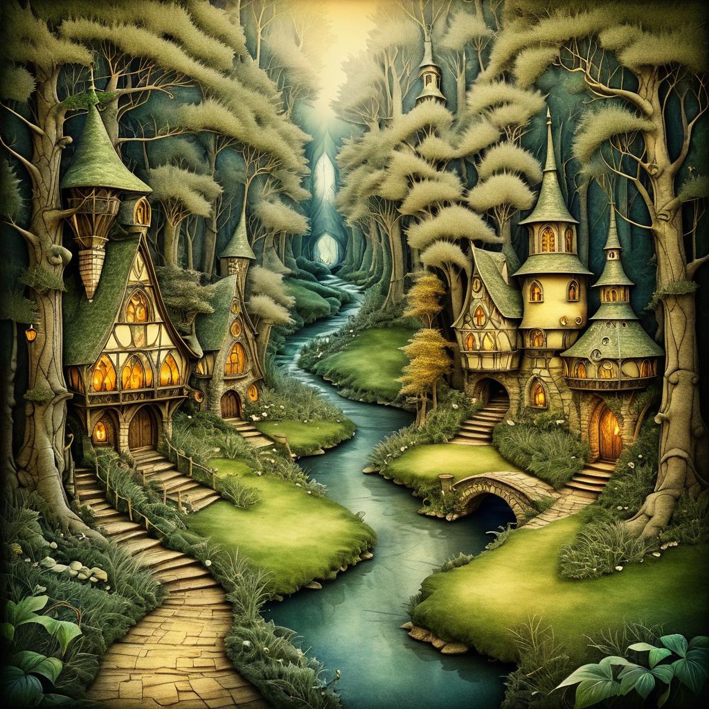 Enchanted Glen: A Vintage Fantasy Scene