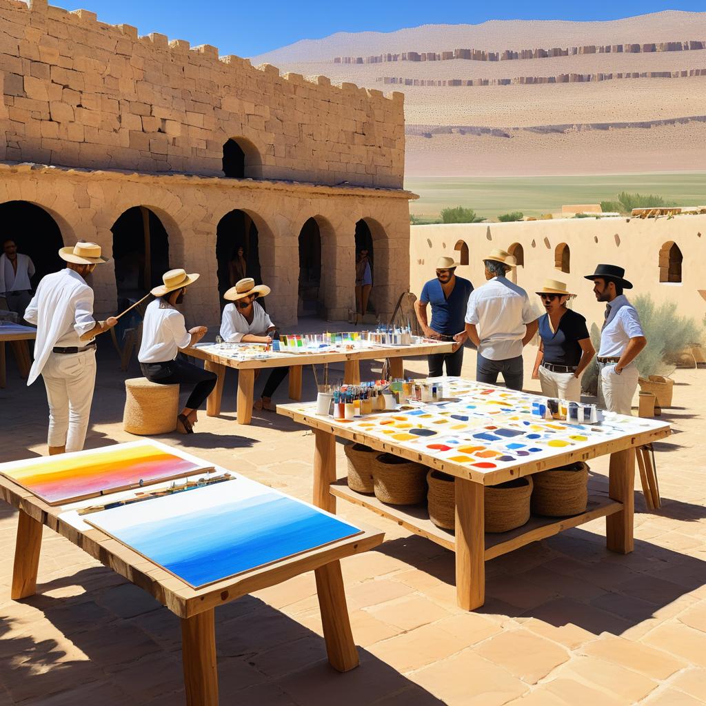 Spanish Artists Collaborating in Desert Landscape