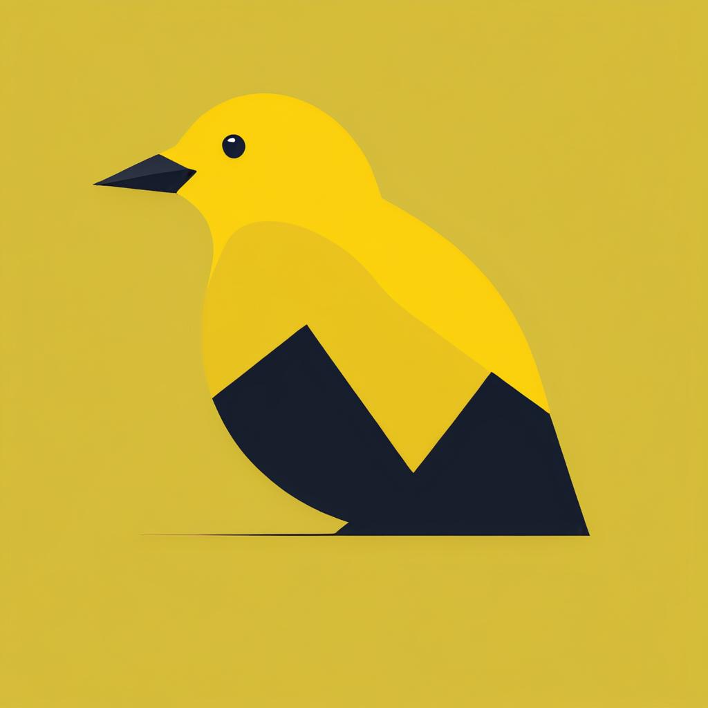 Minimalist Yellow Bird Side Portrait Illustration