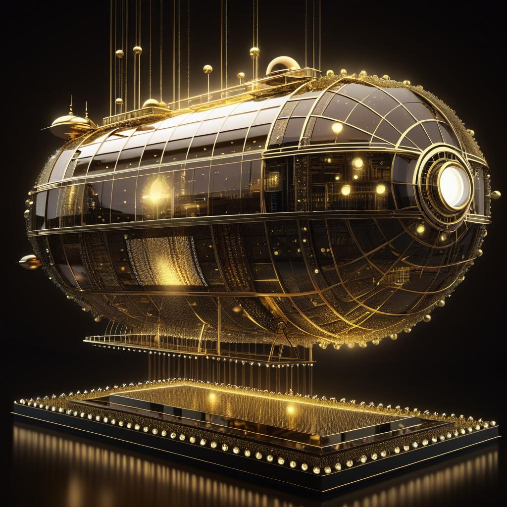 Dynamic Steampunk Airship in 3D Glass