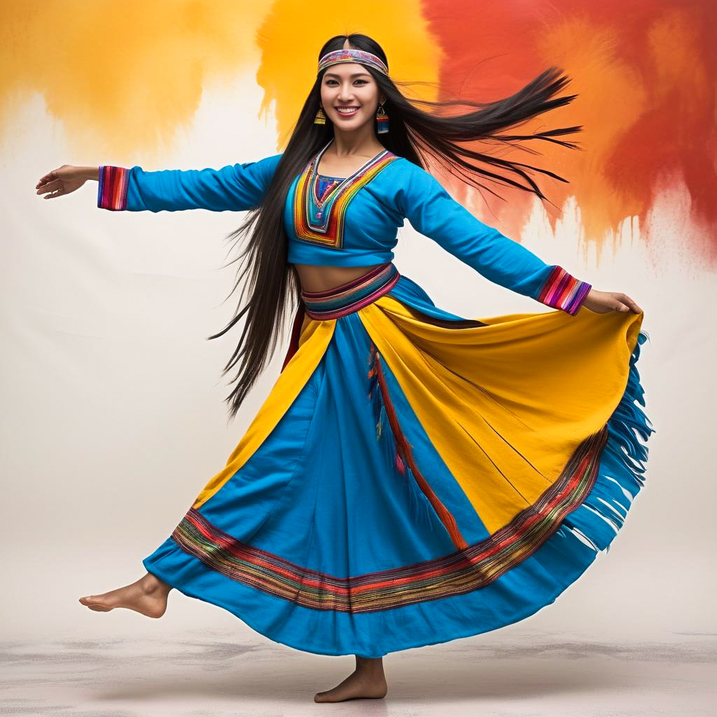 Joyful Andean Dancer in Watercolor