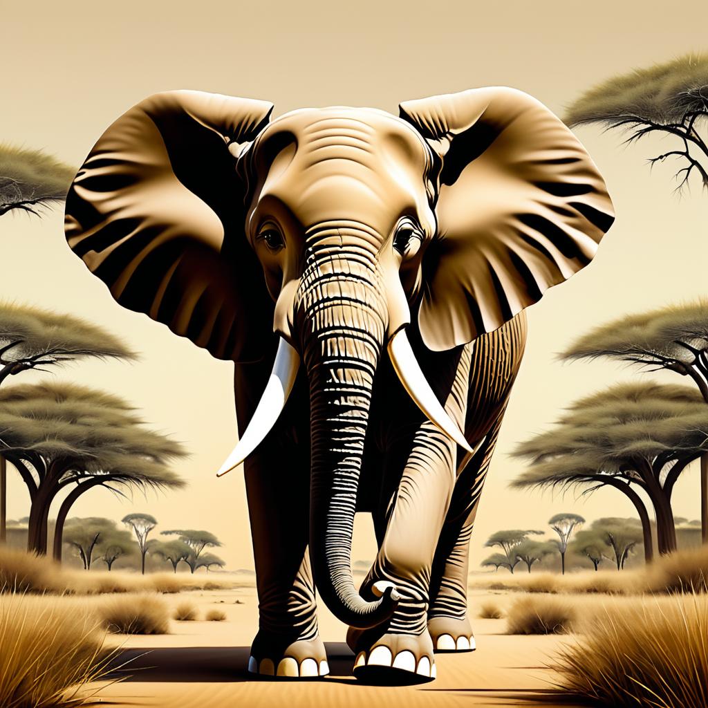 Safari Elephant in Lowbrow Hyper-Realism