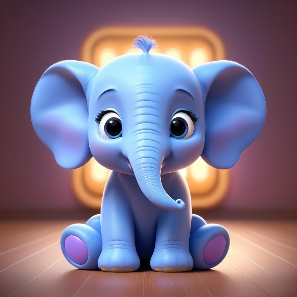 Adorable 3D Pixar Baby Elephant Art