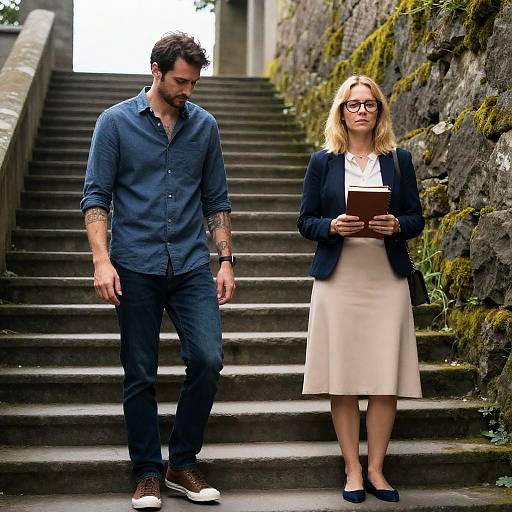 Intimate Photograph of Two People on Steps