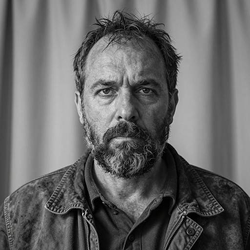 Serious Portrait of a Weathered Man