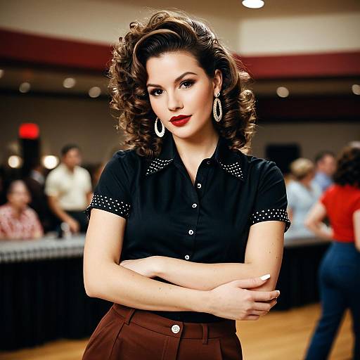 Retro Woman in Sock Hop Outfit