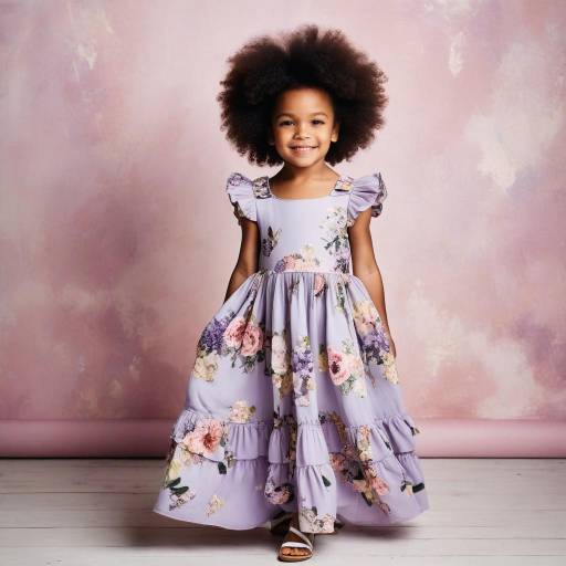Smiling Girl in Purple Floral Dress