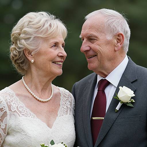 Elderly Couple's Elegant Wedding Moment