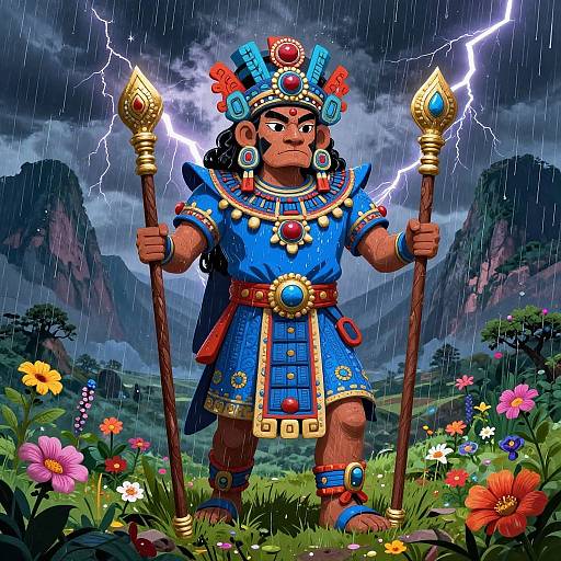 Aztec Rain God Tlaloc Illustration