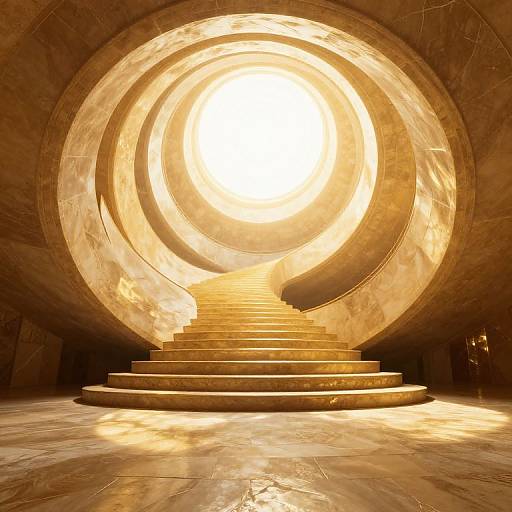 Golden Spiral Stairs to Radiant Portal