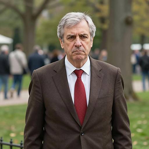 Serious Man in Park Setting