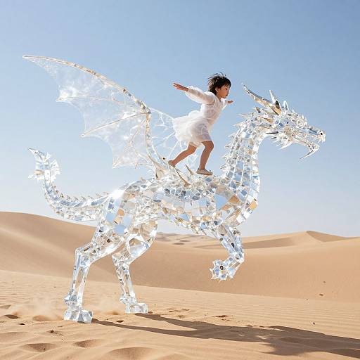Child Riding Crystalline Desert Dragon