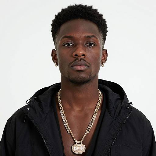 Realistic Dark-Skinned Rapper Portrait