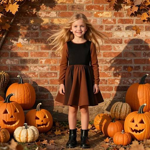 Autumn Evening Pumpkin Patch Girl