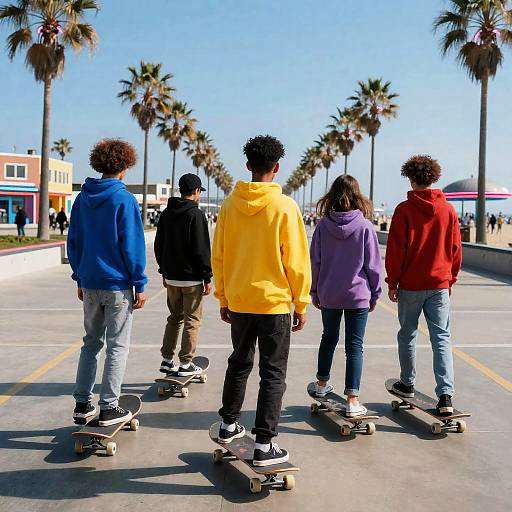 Cyberpunk Teen Skateboarders at Venice Beach