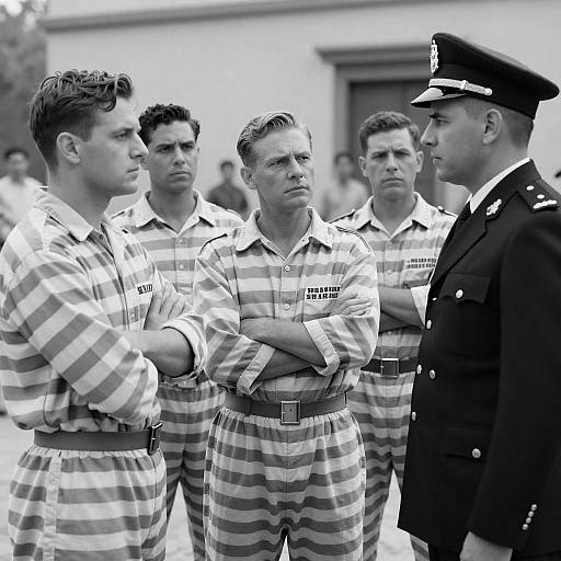 Historical Black-and-White Prison Scene