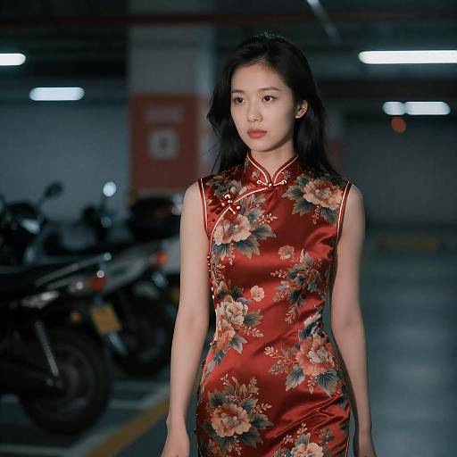 Urban Nightlife: Asian Woman in Cheongsam